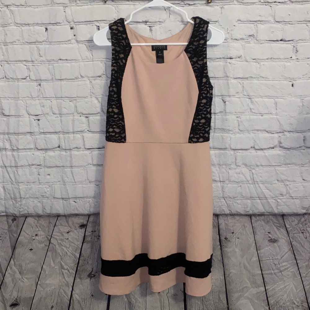 Enfocus studio Black and Light pink Midi Dress